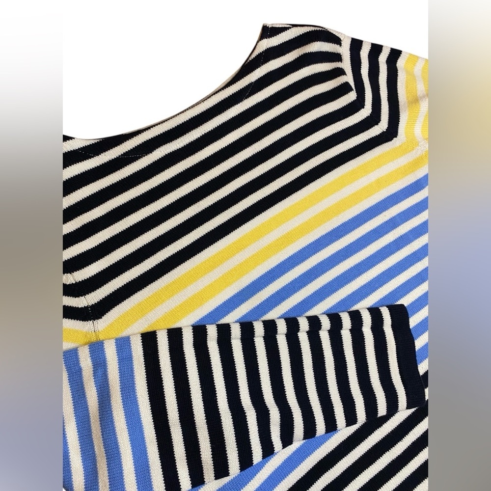 Liz Claiborne Striped Cotton Boat Neck Sweater Women’s M Coastal Classic Preppy